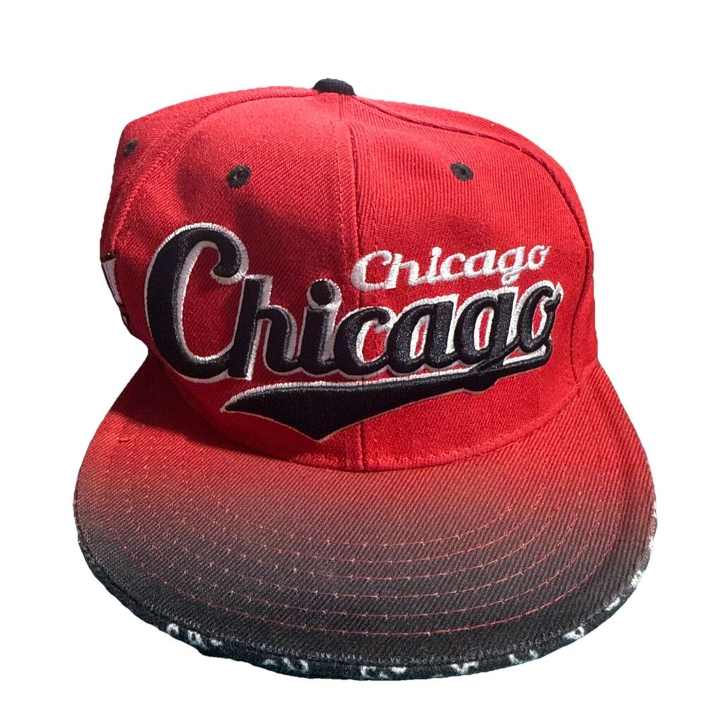 Vintage Chicago Bulls Jordan Era Snapback Hat Leader Of The Game  Flat Brim 90s!
